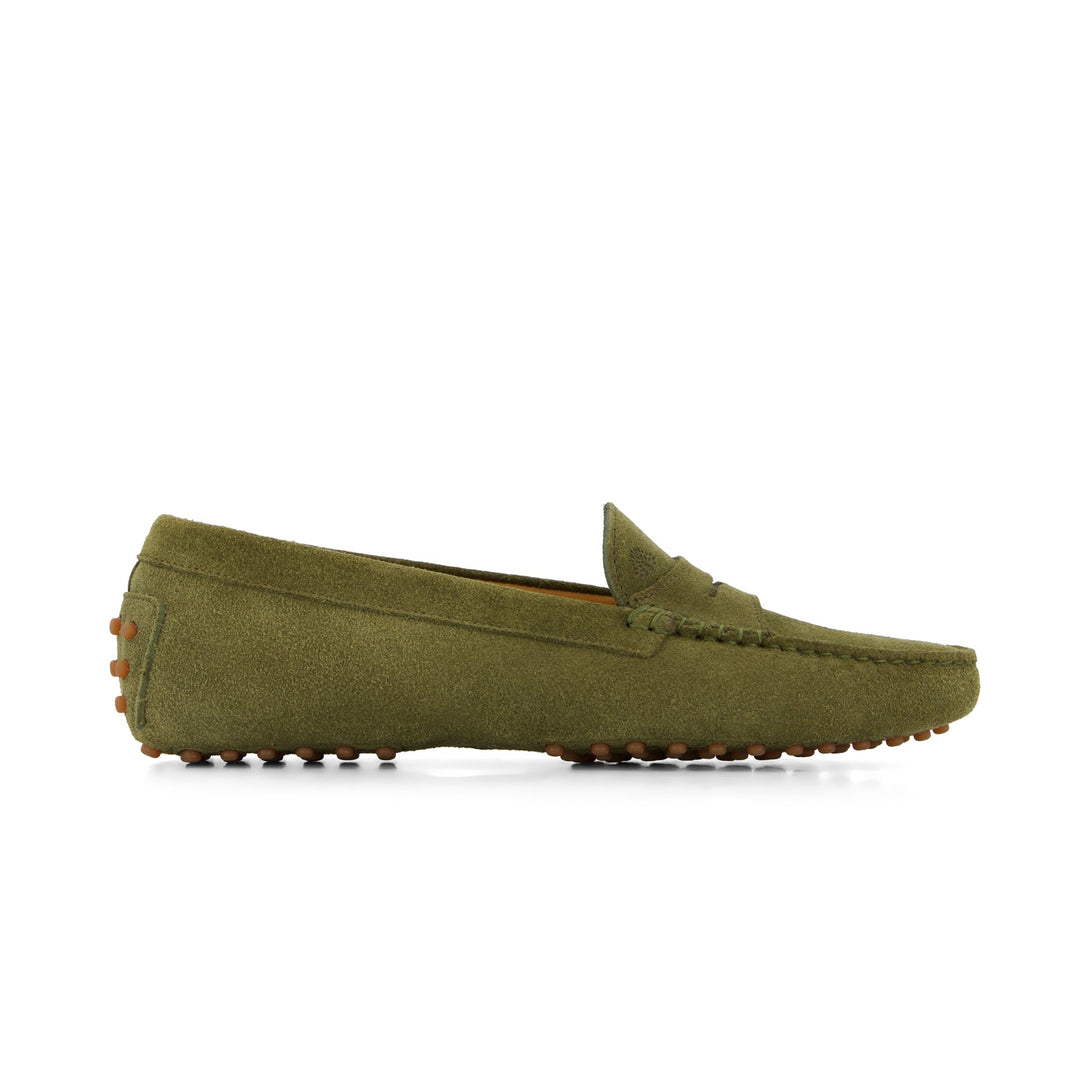 Khakifarbener CHLOÉ Velours-Damenloafer - natürlicher Look
