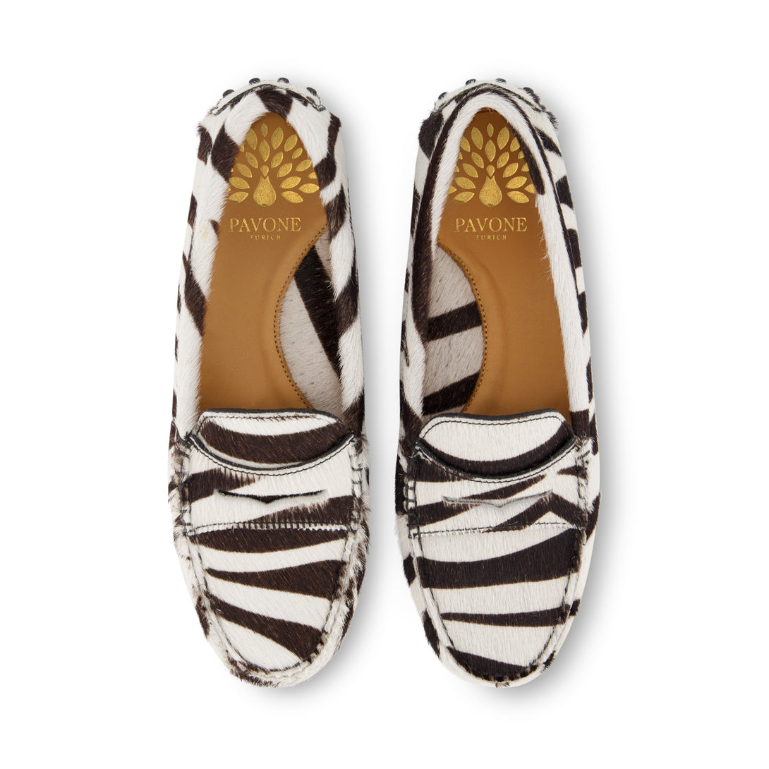 CHLOÉ Zebra-Print Penny Loafer aus Leder - auffälliger Damenschuh mit Wildoptik