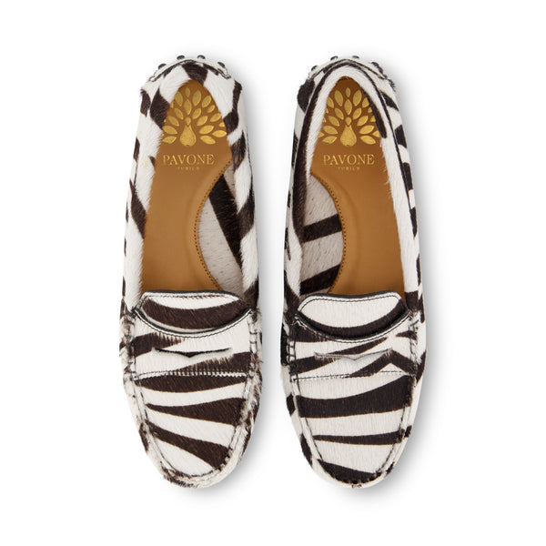 CHLOÉ Zebra-Print Penny Loafer aus Leder - auffälliger Damenschuh mit Wildoptik