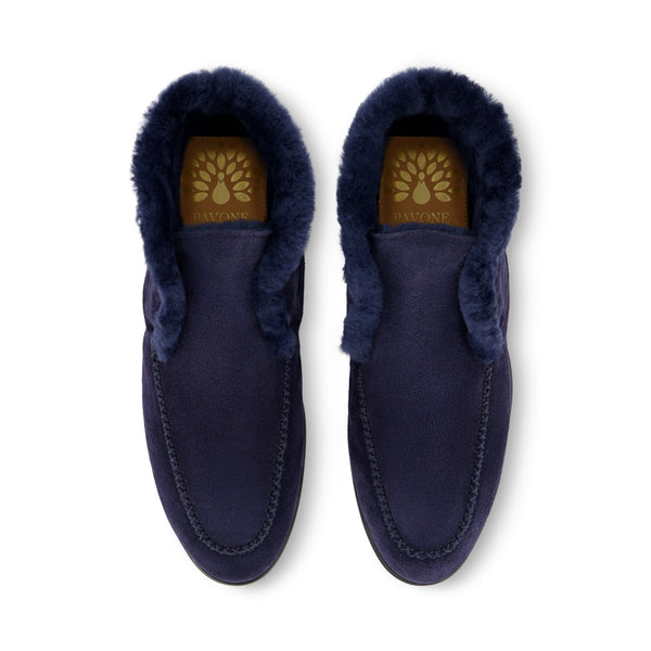 ELLA cuir d'agneau velours bleu semelle noire