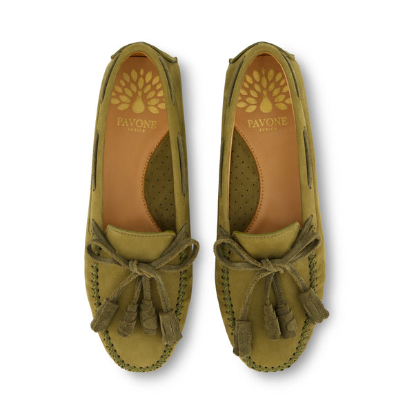 ELODIE Nubuck Pompon Olive