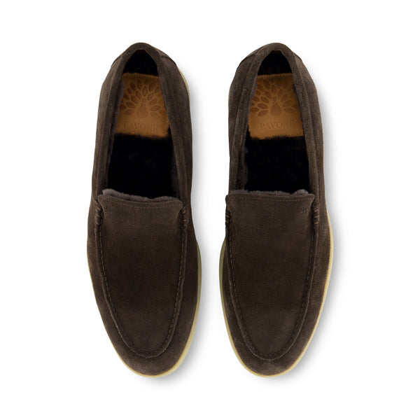 GEORGE chocolate suede lambskin lining