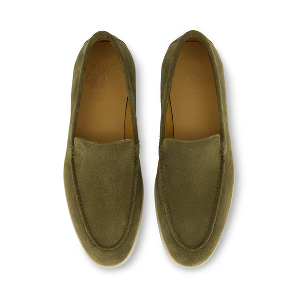 GEORGE Oliv Velours Mokassin - natürlicher Herrenschuh in olivgrün