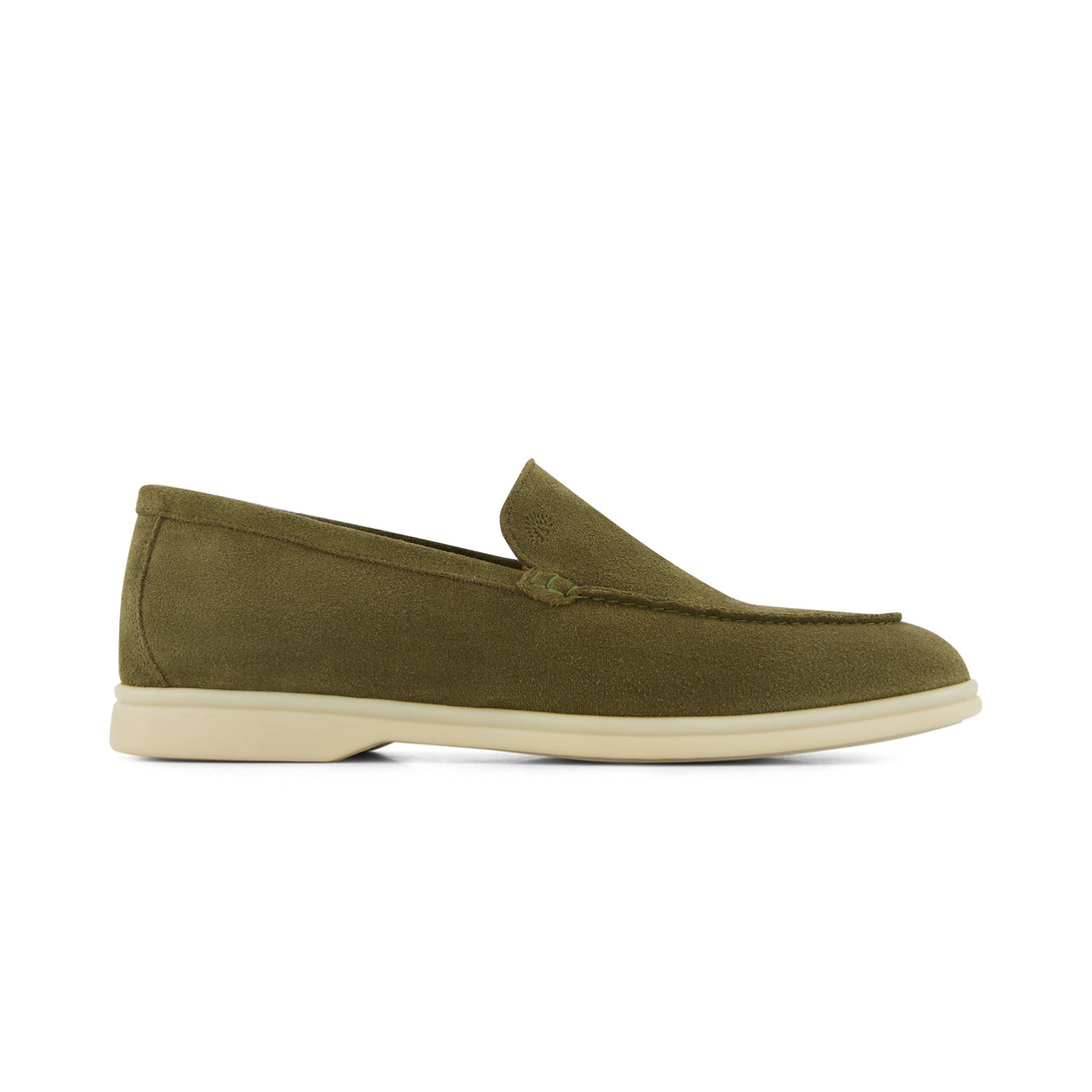 GEORGE Oliv Velours White Sole - natürlicher Herrenschuh in olivgrün