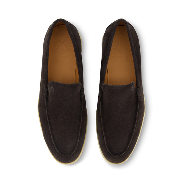 GEORGE Schoko Velours mit schwarzer Sohle - eleganter Herrenmokassin