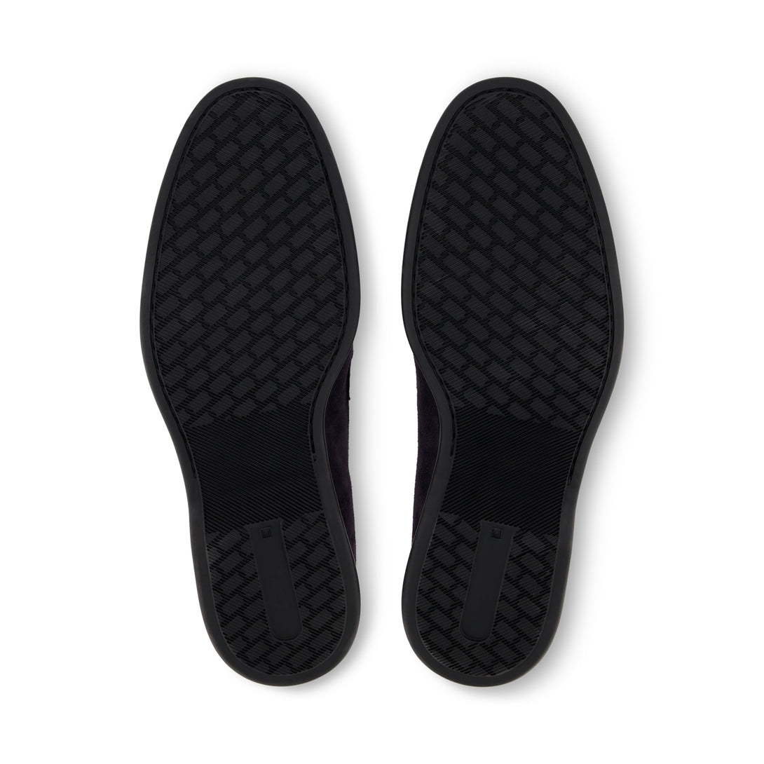 GEORGE Schoko Velours Mokassin mit schwarzer Sohle - eleganter Herrenmokassin