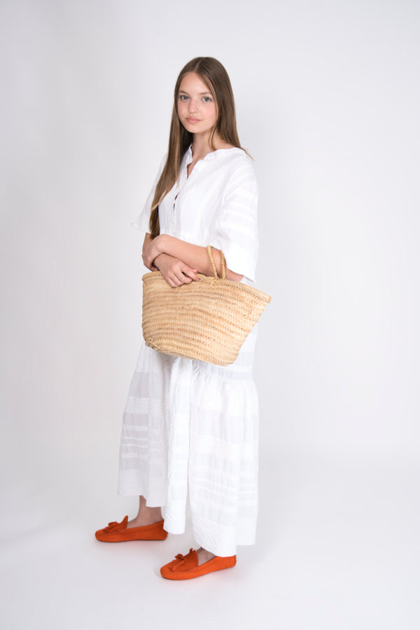 Pearl & Caviar Maxikleid Zakar in Weiss – klassisches Sommerkleid aus Baumwolle mit Zakar-Muster
